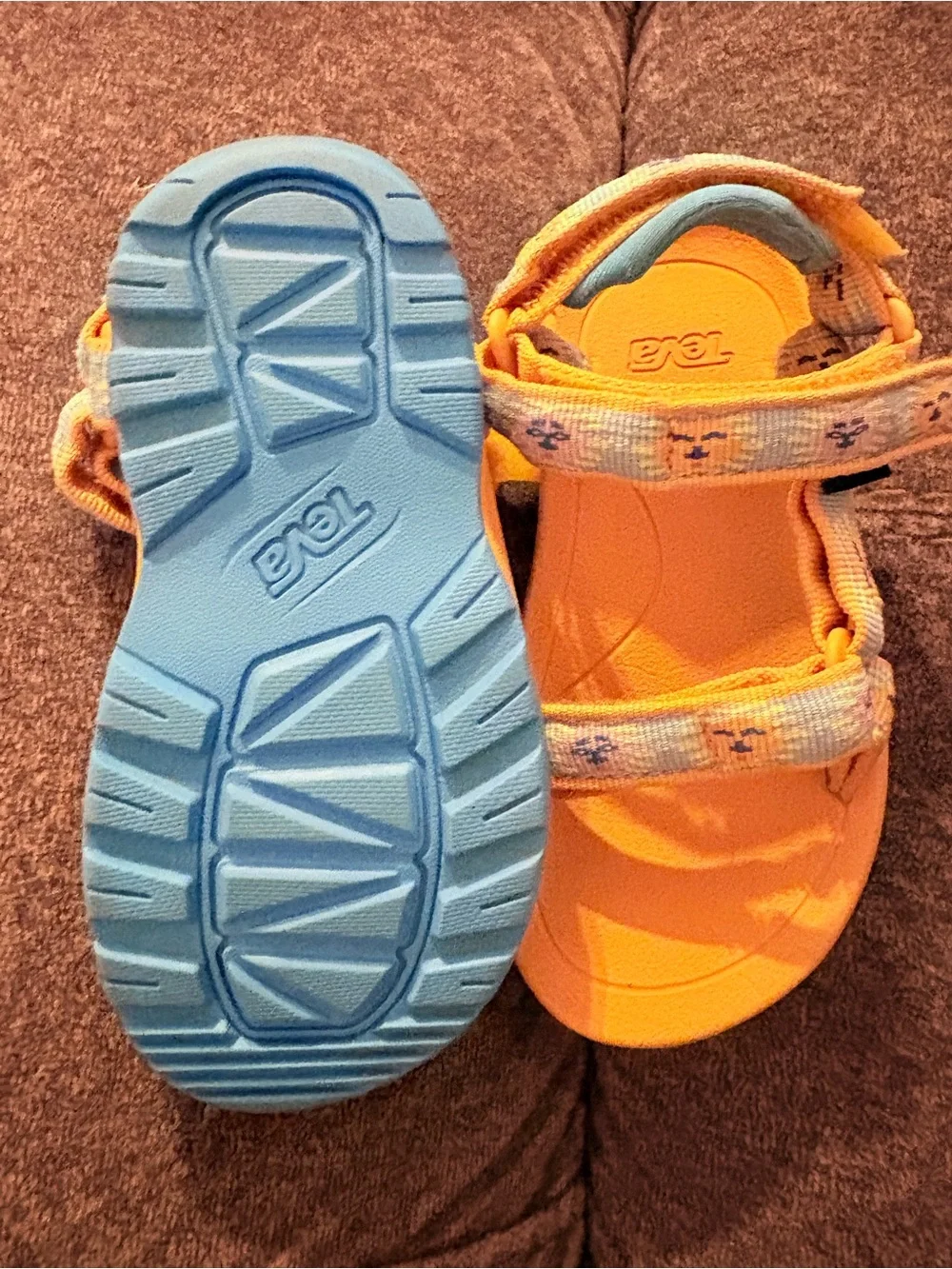 Teva Kids Orange Sandals with Light Blue Accents